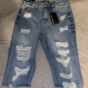 Fashion Nova Distressed Straight Leg Jeans